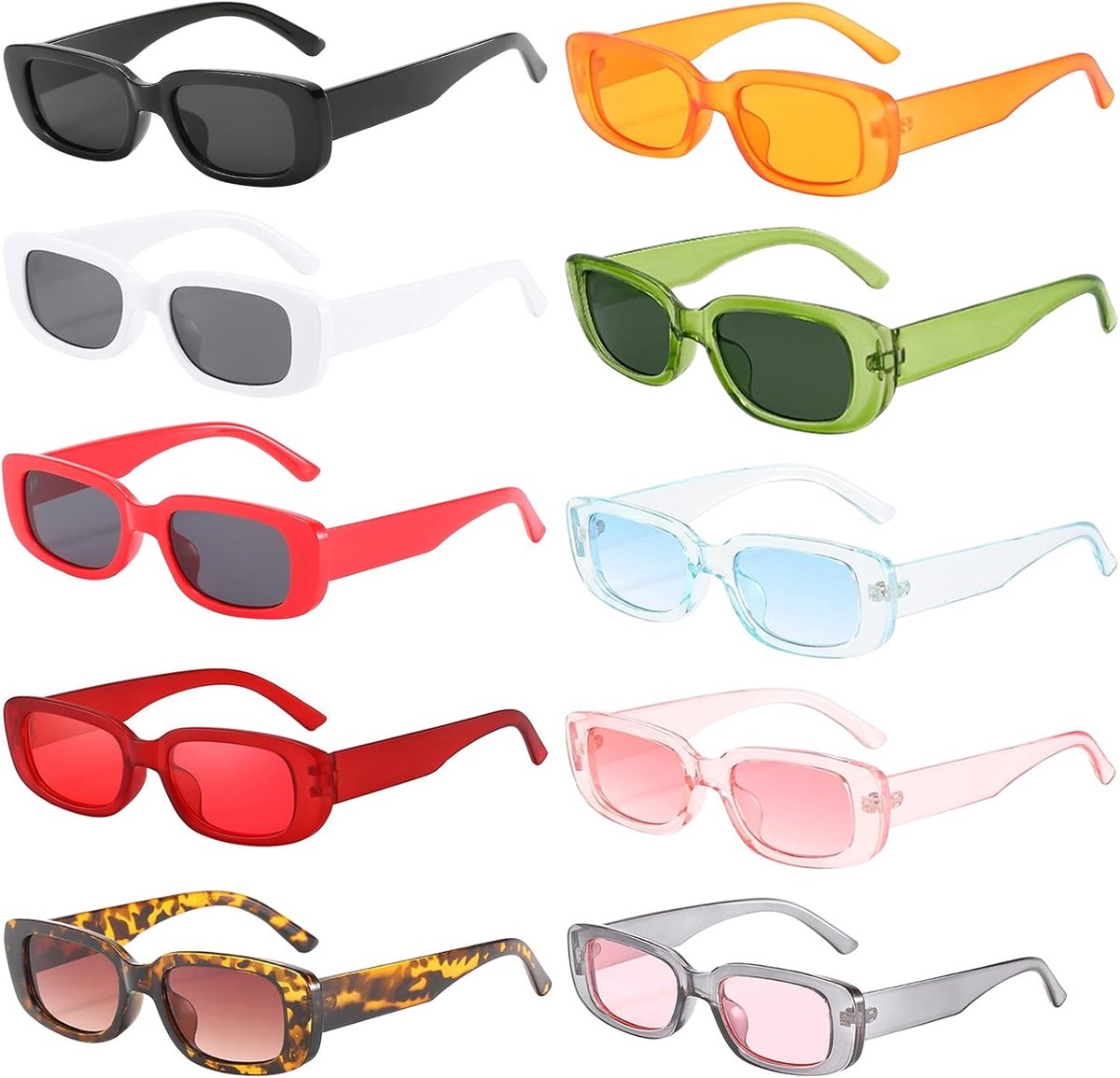 Zonnebrillen UV400 voor dames, jaren 90 retro trendy zonnebril, set partybrillen, trendy bril, retro hippie zonnebril, vierkante bril voor dames