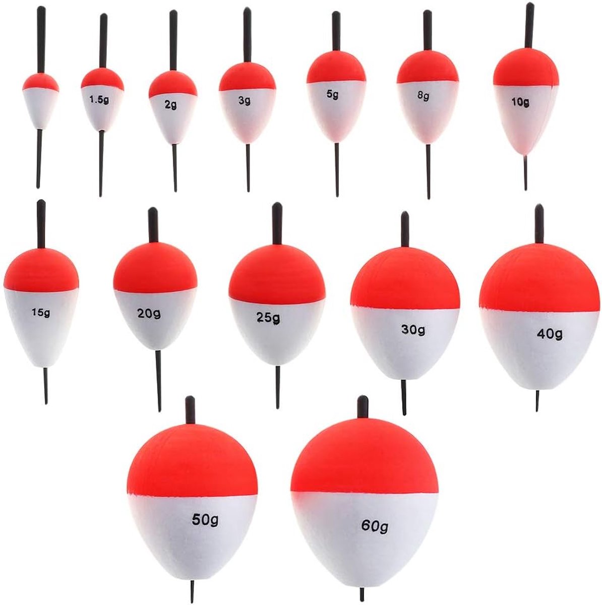 14 stks Visdobbers Hard Foam Snap-on Floats Visdobbers, Rode & Witte Float Bobbers, Visdobbers Dobbers Floats FishFloat Spring Slip Bobbers voor Crappie Panfish Snoekbaarzen