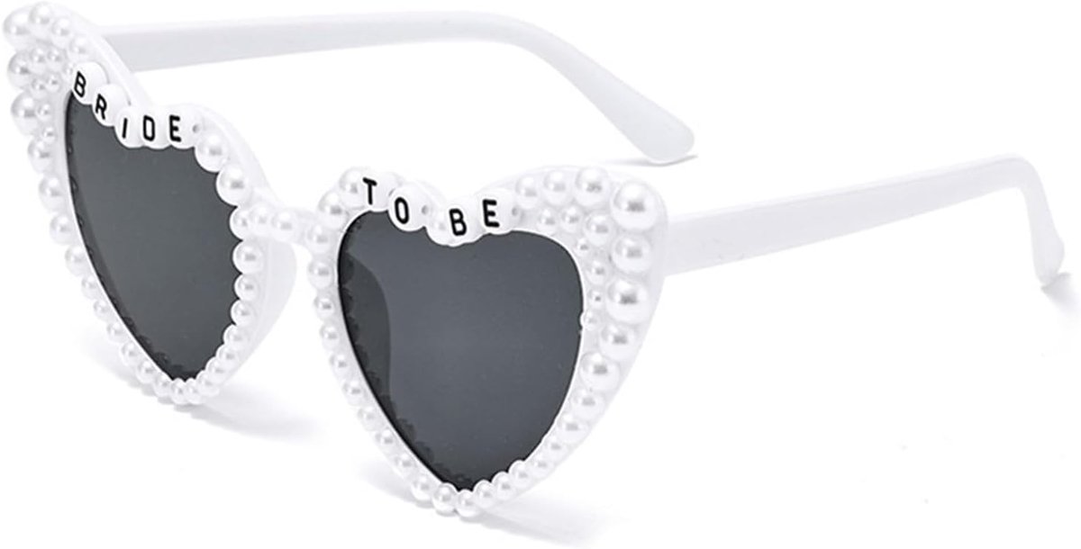 Bruid, zonnebril, hartvormige parelbril voor dames en kinderen, bruidsmeisjes, bruid als feestgeschenkaccessoire
