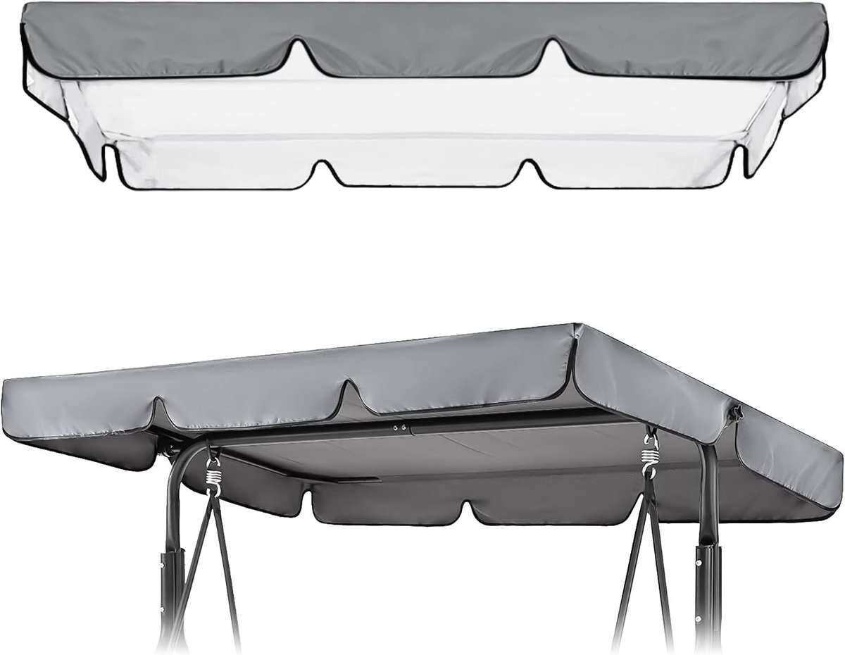 Schommeldakbedekking 210 x 145 cm, Hollywood schommel vervangend dak 3-zits, universele vervangende daktuinschommel, waterdicht dak voor Hollywood schommel, UV-beschermend zonnedak