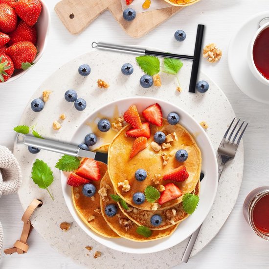 Pannenkoekenverdeler en spatel, 2 stuks deegverdeler voor pannenkoeken, roestvrij staal, pannenkoeken of crêpedeeg, thuis, keuken, koken, bakgereedschap — afbeelding 5