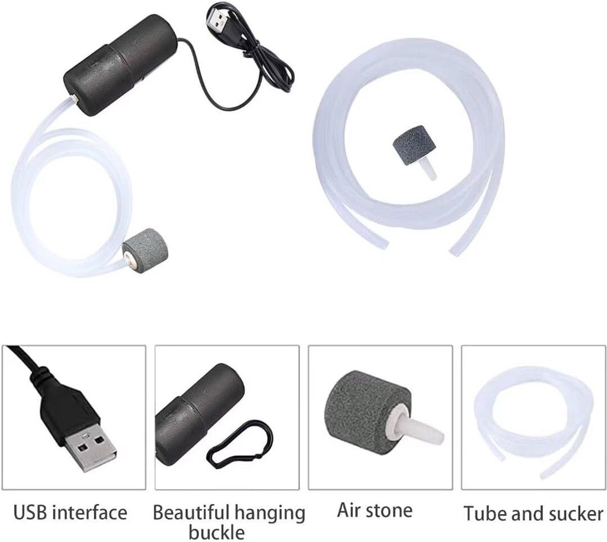 Luchtpomp Mini USB Fish Tank Luchtbeluchter Pomp Aquarium Accessoires Draagbare Zuurstof Bubbler met Air Stone