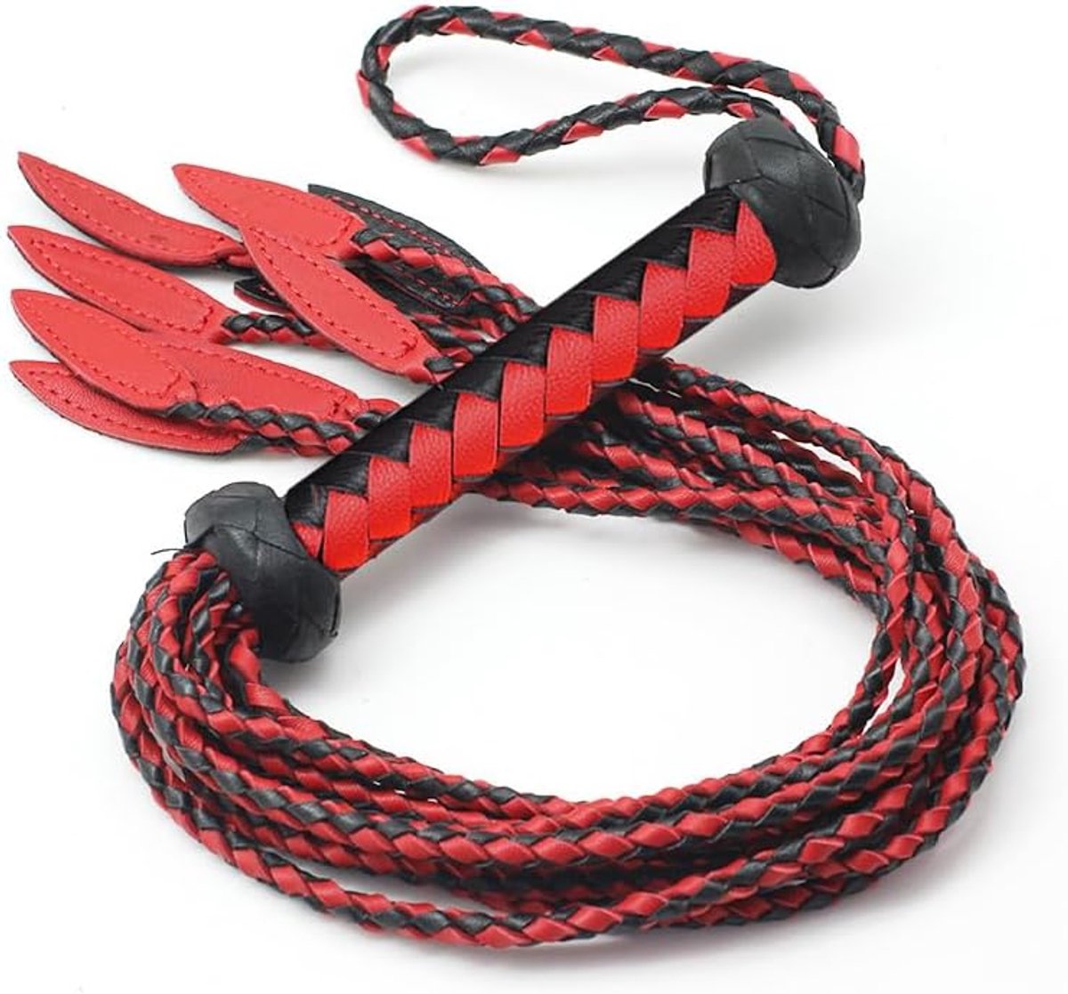 Echt lederen Cat-O'-Nine-Tails Zweep | 60 cm totale lengte met wilgenbladstaart | 15 cm hangbare premium paardensportzweep | Dubbel gebruik voor training en verzamelaars
