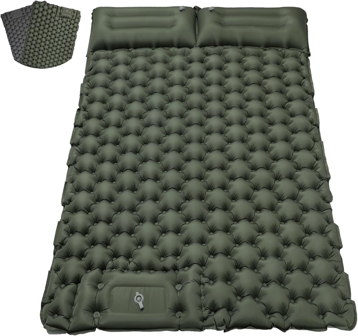 Outdoor campingmatras, waterdicht, voor 2 personen, opblaasbaar, met voetpomp, luchtbed, strand, zwembad, autodaktent