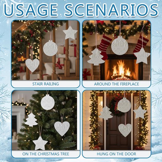 Gietvormen Kerstmis, 4 stuks siliconen vormen, kersthangers, gietvormen, siliconen hanger met dennenboom, ster, hart, voor doe-het-zelf hars, kerstdecoratie en woondecoratie — afbeelding 3