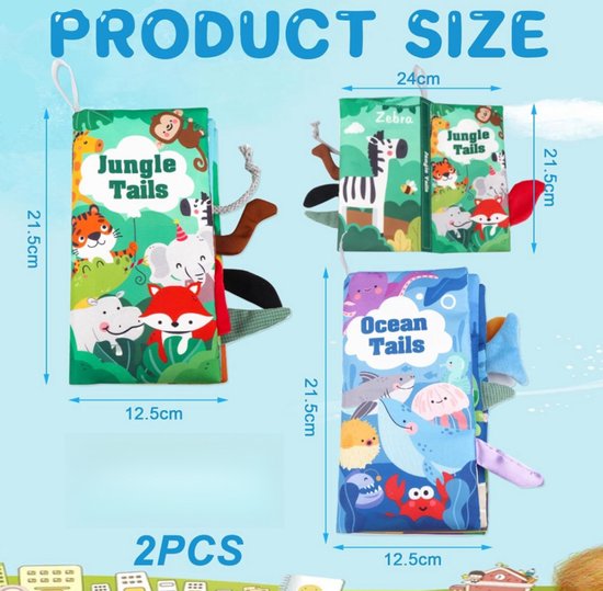 2-delig stoffen babyboekje (kreukelboekje, dierenstaartjes-aanraakboekje, sensorisch boekje, educatief speelgoed voor 0-6 maanden) 2-delig sterrenvormig bijtspeeltje voor baby's, geschikt voor jongens en meisjes — afbeelding 5