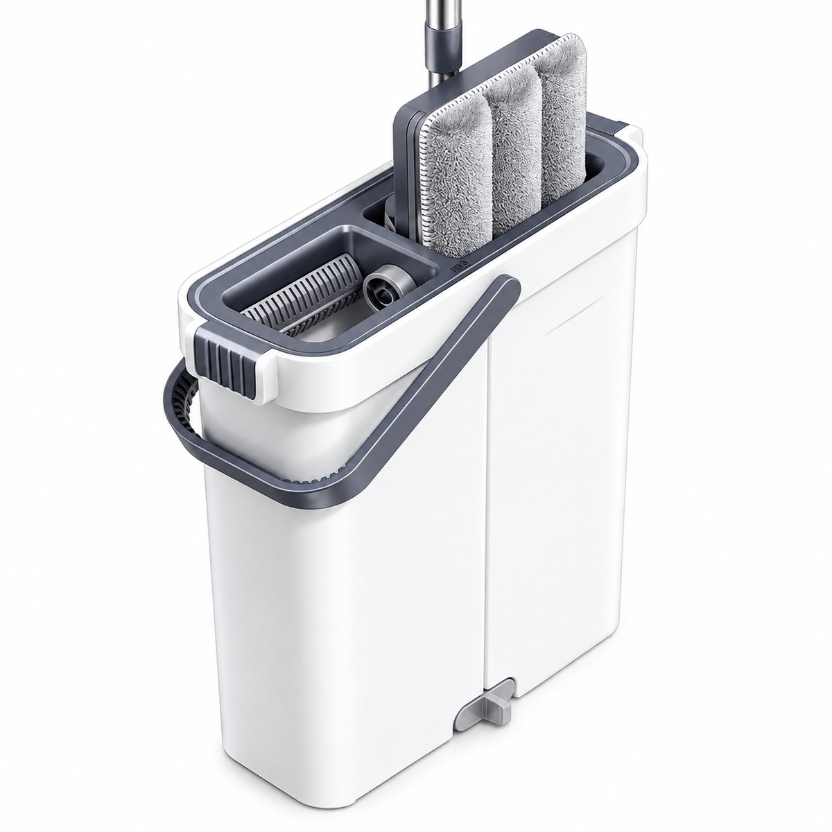 Sello! platte mop – ultra dun ontwerp – compacte set – hardhout – tegel – laminaat – stofwisser – mopbreedte 40cm
