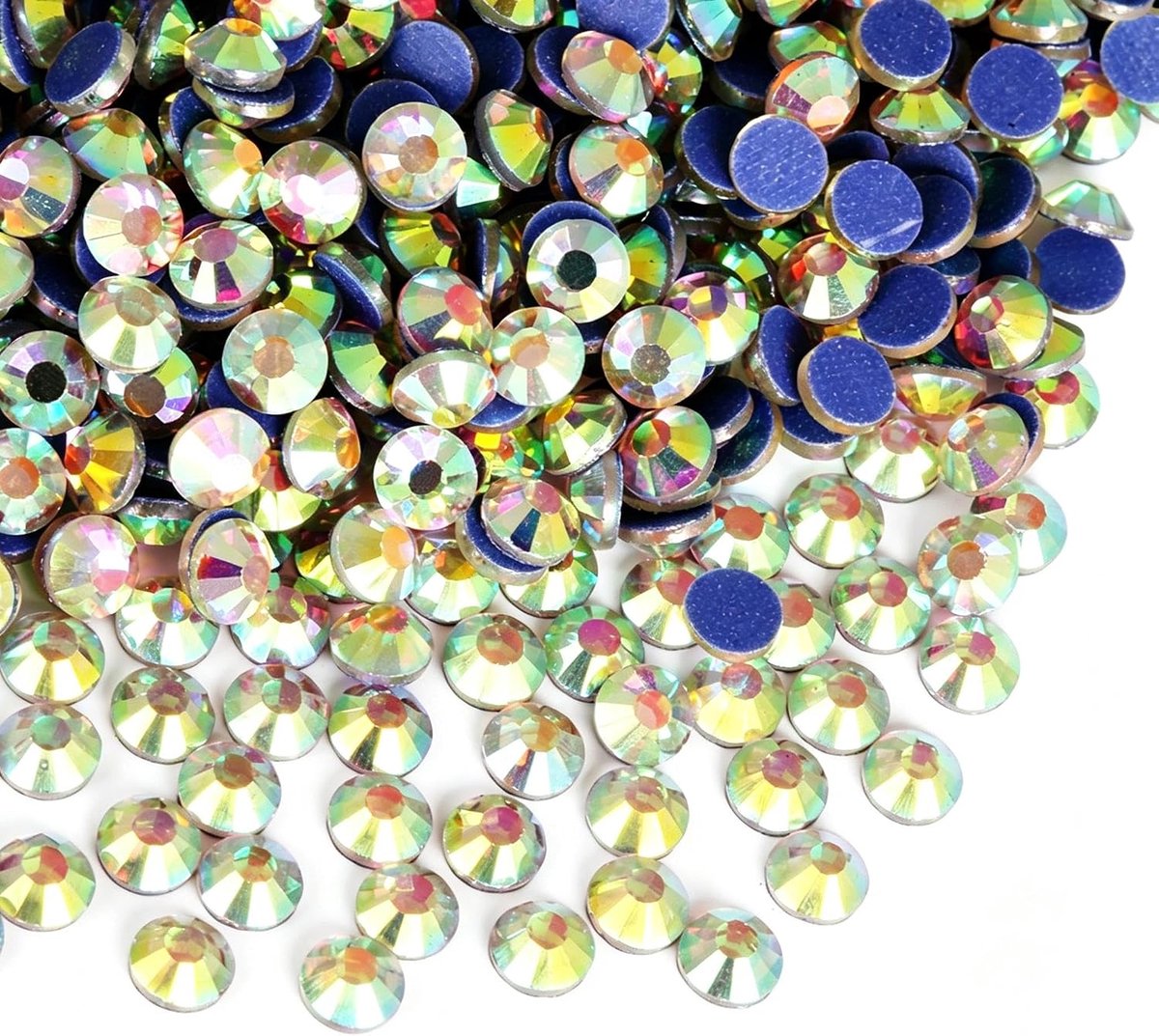 1440 stuks platte achterkant kristallen steentjes - ronde glazen edelstenen in Crystal AB afwerking, SS20AB (4,6-4,8 mm) voor kleding, nail art, doe-het-zelf ambachten en bedazzling