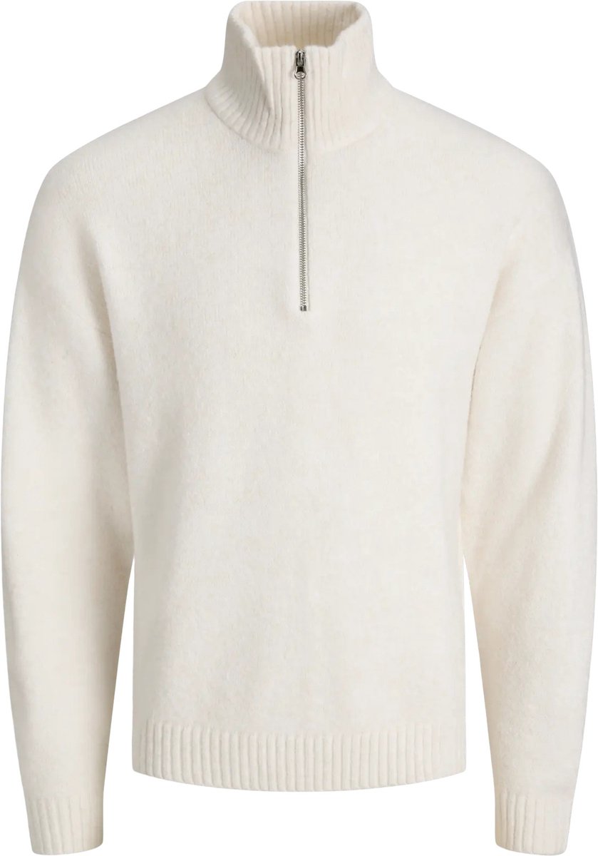 JACK & JONES Soho ollie knit half zip regular fit - heren pullover wolmengsel met opstaande boord met rits - beige (moonbeam)