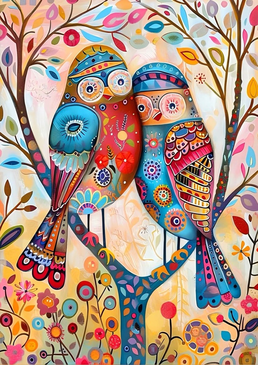 Diamantschilderij 30 * 40cm Vogels in de bomenLandschap Diamond Art Kits voor volwassenen, 5d Cartoon kleurrijke diamantschilderkits en knutselwerkjes voor huisdecoratie