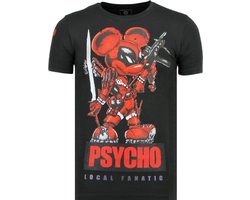Psycho Mouse - Bedrukte T shirt Mannen - 6321Z - Zwart