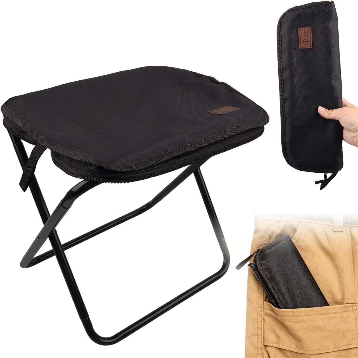 SnelShoppen - Draagbare Klapkruk Campingstoel - Lichtgewicht Oxford en Koolstofstaal - Brede Zitting - Ideaal voor Kamperen, Vissen, Picknick, Tuin en