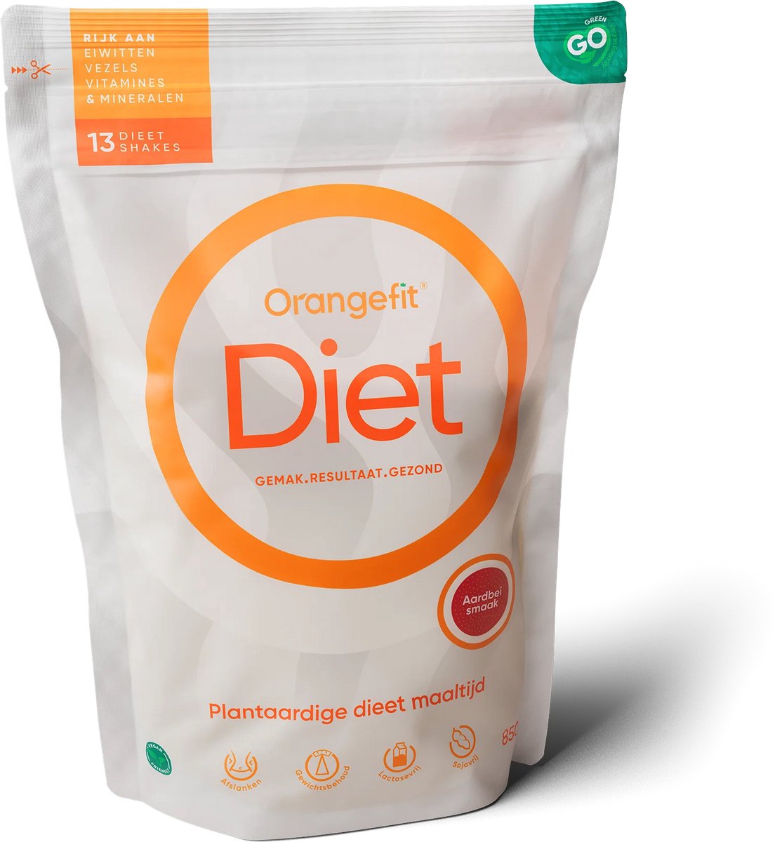 Orangefit Diet Vegan Afslankshake - Maaltijdvervanger / Maaltijdshake - Afvallen & Diëten - 850g (13 shakes) - Aardbei - Nr 1 Consumentenbond