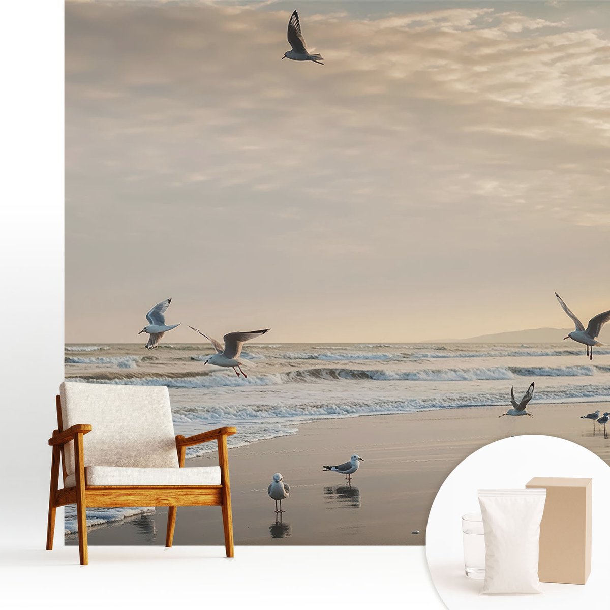 Wallfluent Fotobehang - Zwart Vliesbehang - 250x250 cm - Rust Aan Zee Fotobehang Vlies - Woonkamer behang Landschappen - Muurschildering - Hal behang