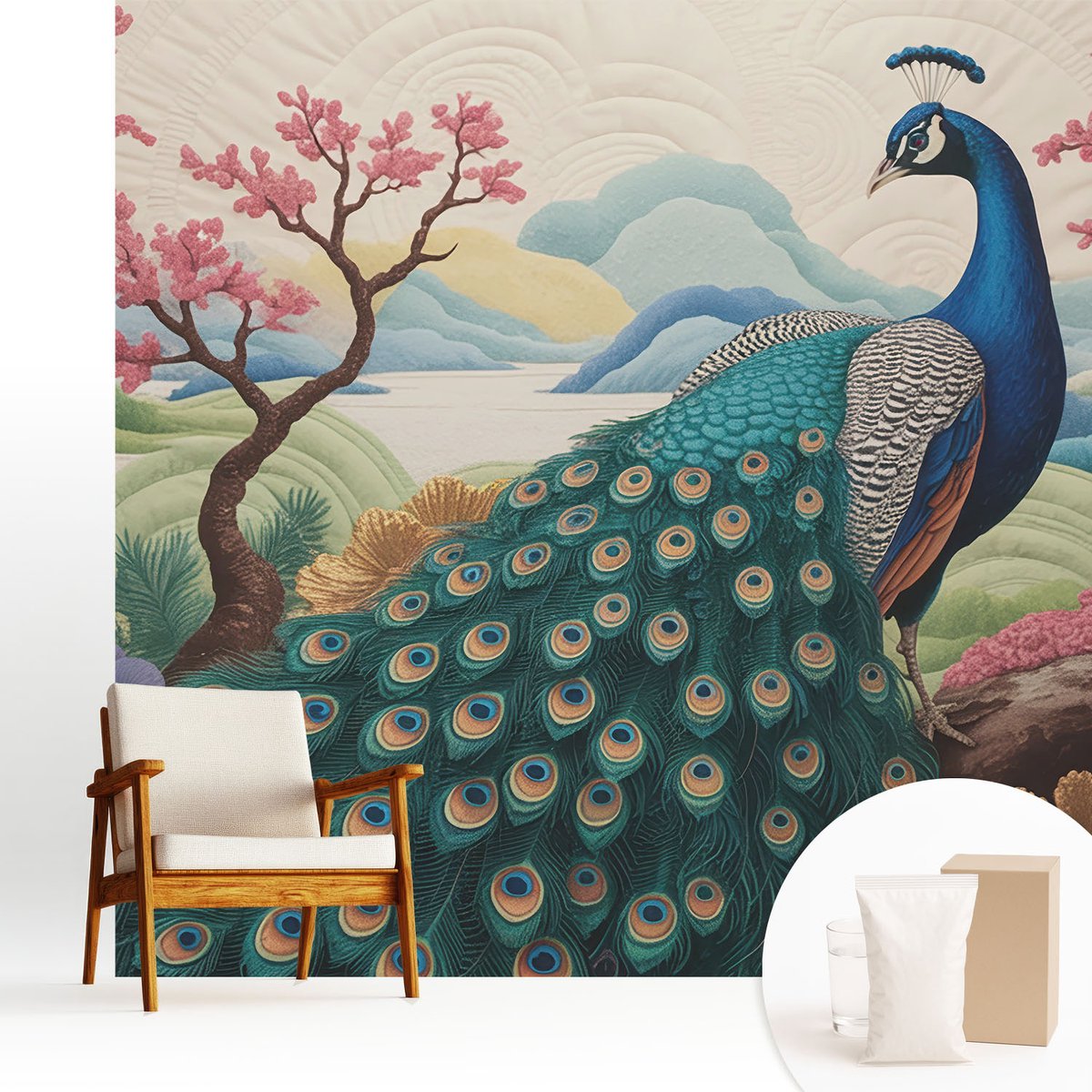 Wallfluent Fotobehang - Groente Vliesbehang - 250x250 cm - Exotische Schoonheid Fotobehang Vlies - Hal behang Dieren - Muurschildering - Woonkamer behang