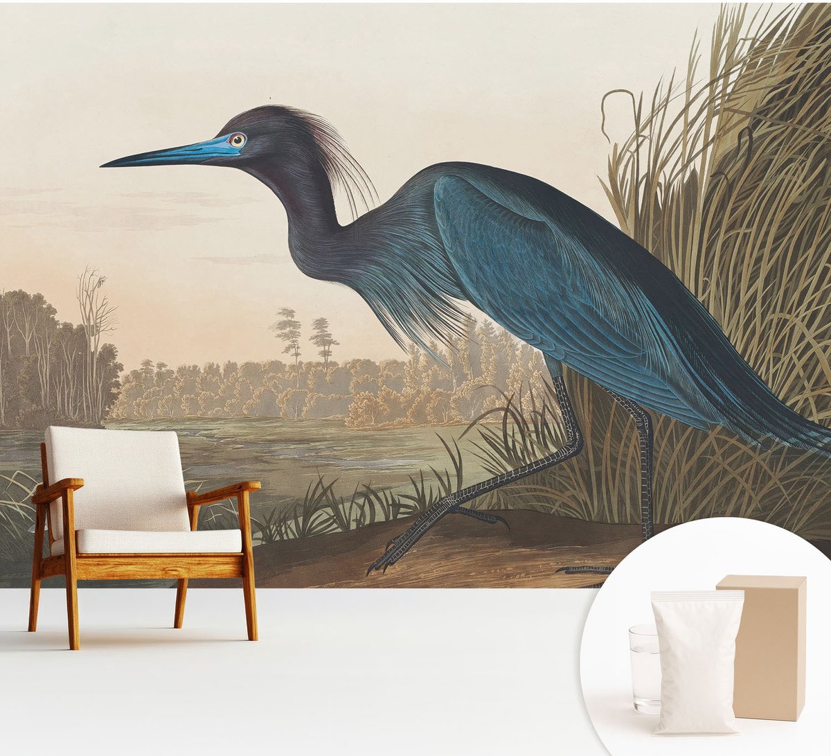 Wallfluent Fotobehang - Groente Vliesbehang - 312x219 cm - Watervogels Fotobehang Vlies - Hal behang Dieren - Muurschildering - Woonkamer behang