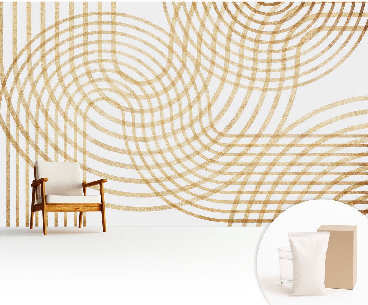 Wallfluent Fotobehang - Wit Vliesbehang - 416x254 cm - Geometrische Weefsels Muurschildering - Gang behang Geometrie - Fotobehang Vlies - Slaapkamer behang