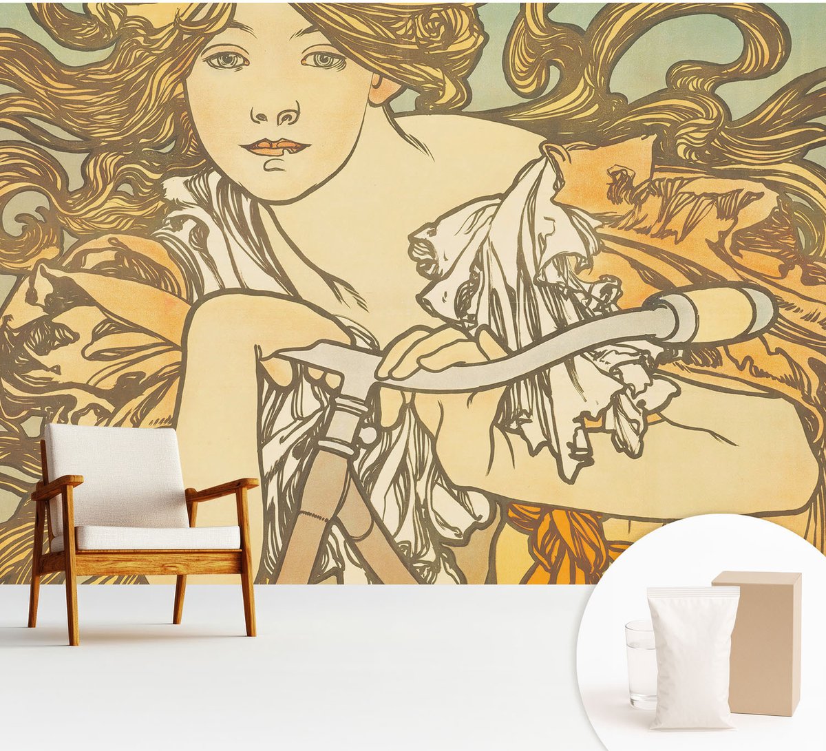 Wallfluent Fotobehang - Beige Vliesbehang - 312x219 cm - Lente-Elegantie Fotobehang Vlies - Woonkamer behang Deel - Muurschildering - Woonkamer behang