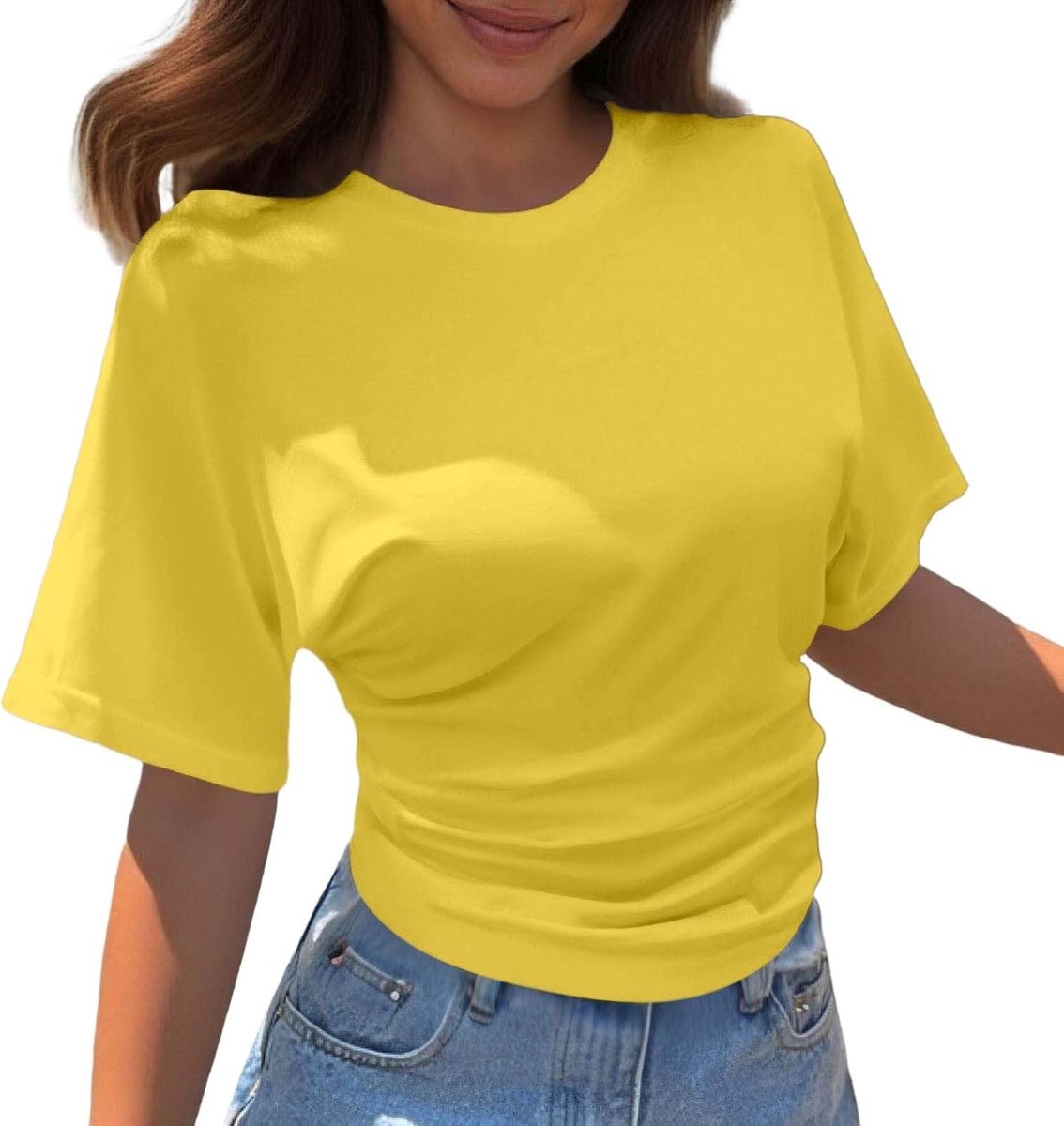 T-shirt met ronde hals en korte mouwen, losvallend