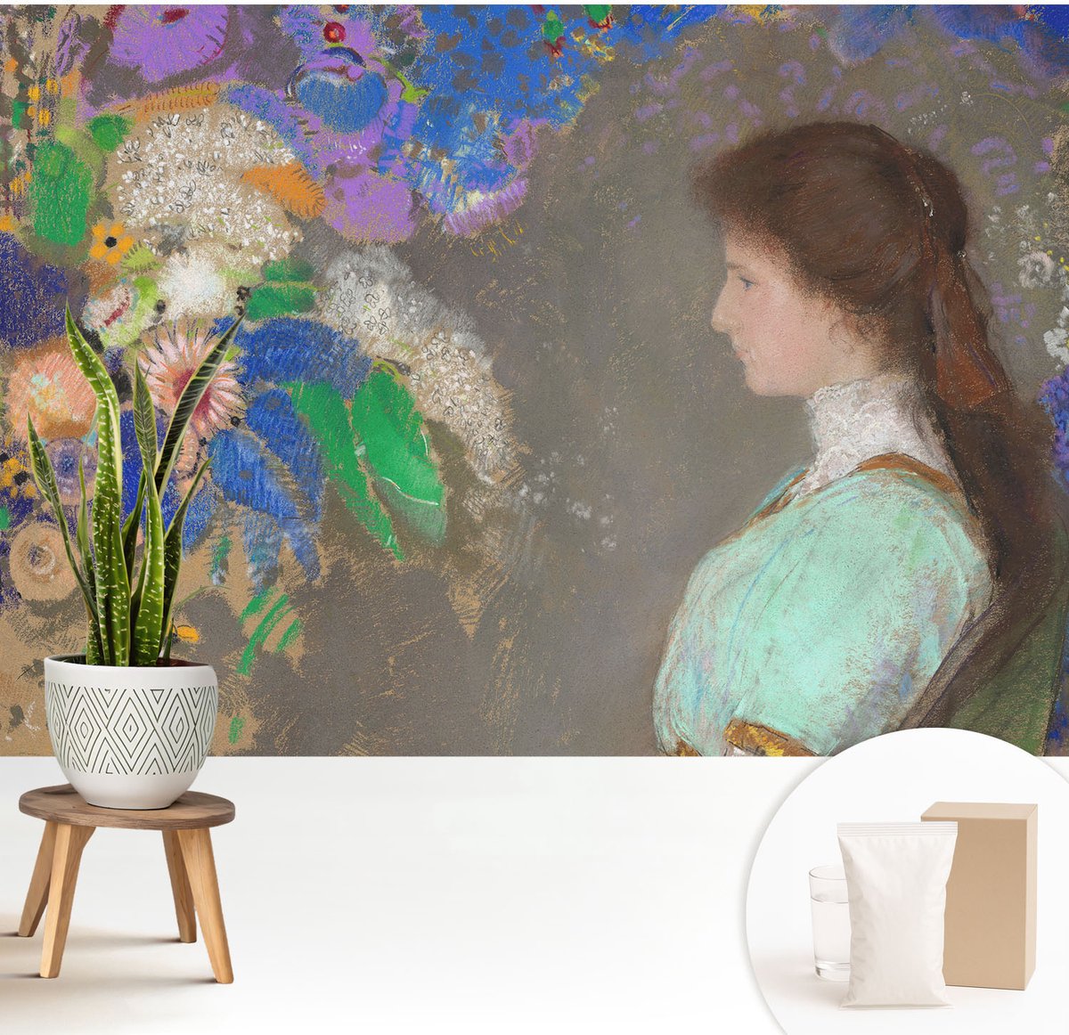 Wallfluent Fotobehang - Grijs Vliesbehang - 208x146 cm - Romantische Scène Muurschildering - Gang behang Deel - Fotobehang Vlies - Slaapkamer behang