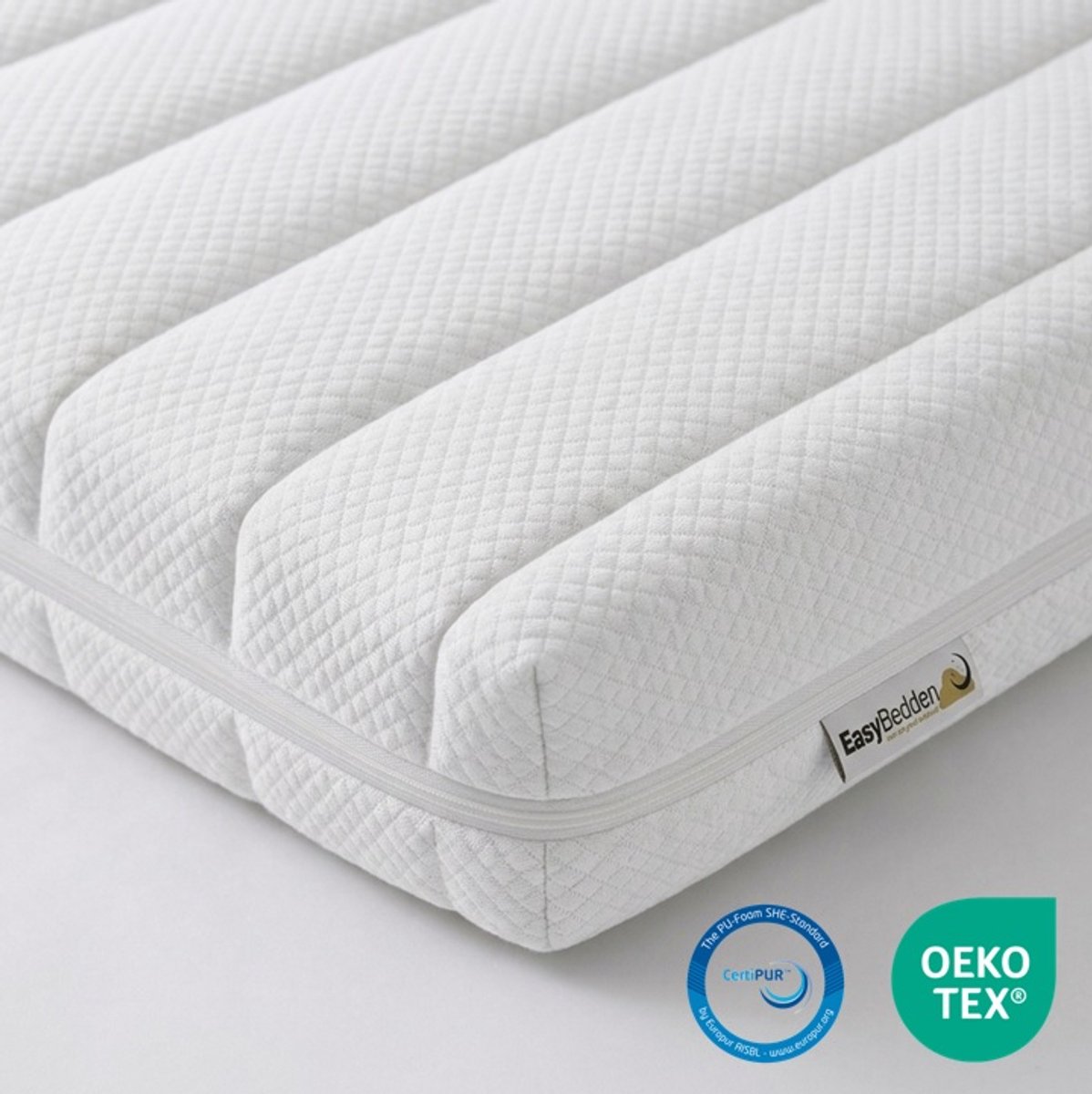 Easy Bedden Topmatras - Topper - 110x200 - Koudschuim Hybrid - circa 8 cm – Luxe Topper – Hotelkwaliteit Wit