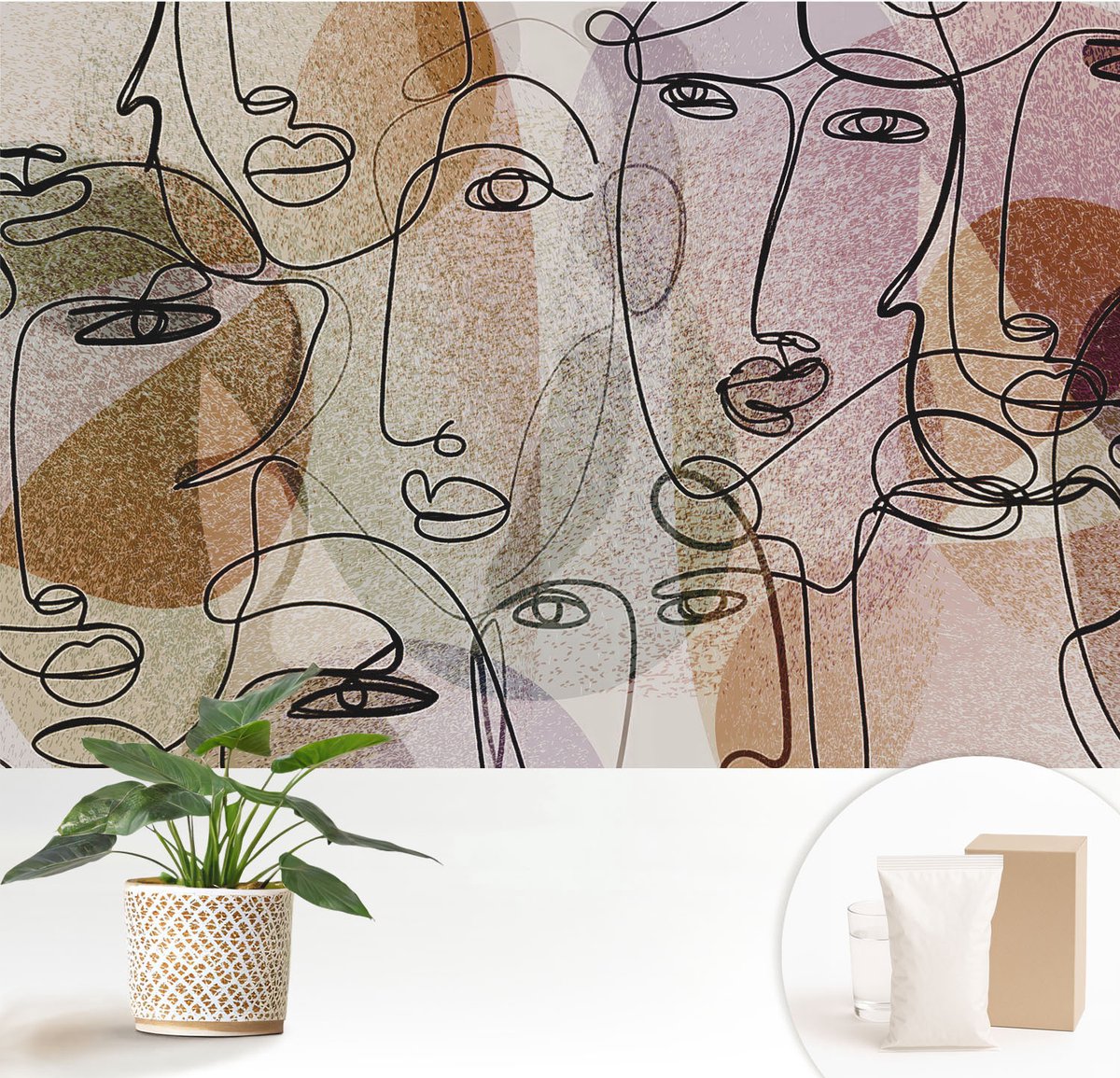 Wallfluent Fotobehang - Zwart Vliesbehang - 152x104 cm - Lineaire Vlakken Fotobehang Vlies - Hal behang Deel - Muurschildering - Hal behang