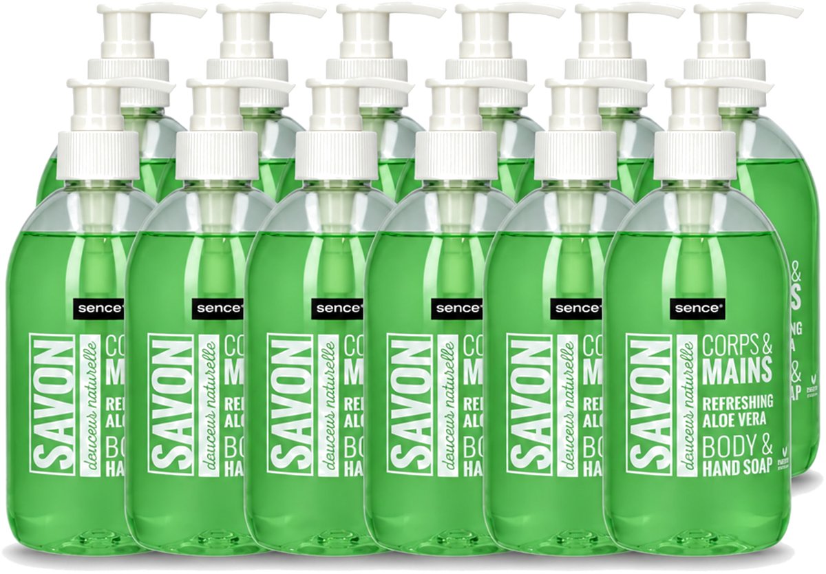 12 x Sence - Refreshing Aloe Vera - Handzeep - Savon - 500 ml - Voordeelverpakking - 12 stuks