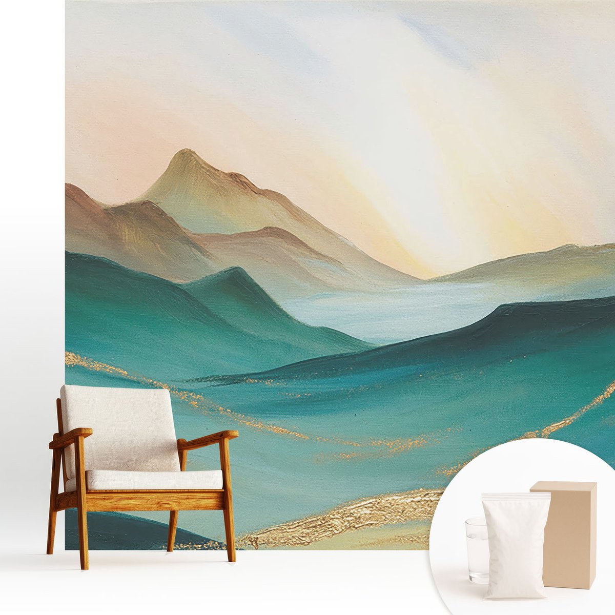 Wallfluent Fotobehang - Groente Vliesbehang - 250x250 cm - Vreedzaam Landschap Muurschildering - Gang behang Landschappen - Fotobehang Vlies - Gang behang