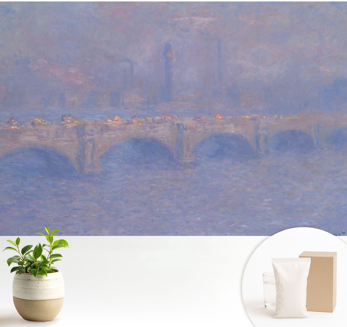 Wallfluent Fotobehang - Blauw Vliesbehang - 104x70 cm - Blauwe Brug Fotobehang Vlies - Hal behang Deel - Muurschildering - Woonkamer behang