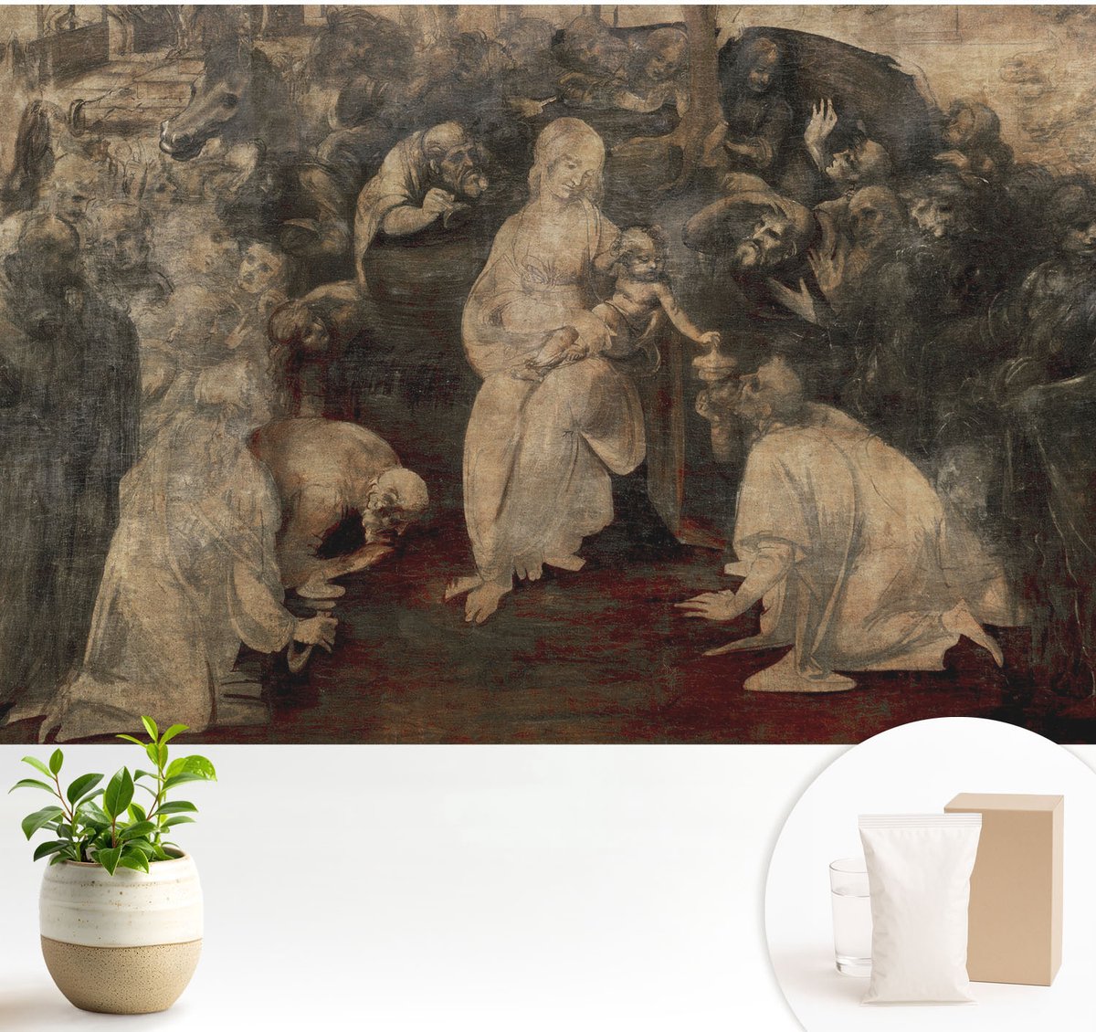 Wallfluent Fotobehang - Bruin Vliesbehang - 104x70 cm - Geestelijke Ontmoeting Muurschildering - Gang behang Deel - Fotobehang Vlies - Gang behang
