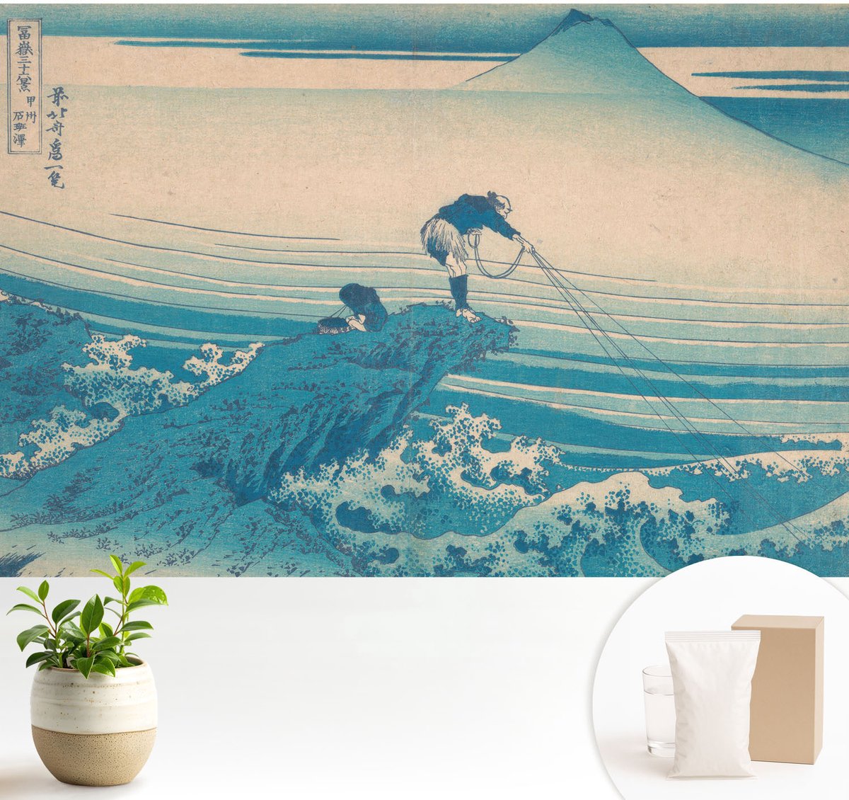 Wallfluent Fotobehang - Blauw Vliesbehang - 104x70 cm - Zeegezicht Fotobehang Vlies - Woonkamer behang Landschappen - Muurschildering - Hal behang