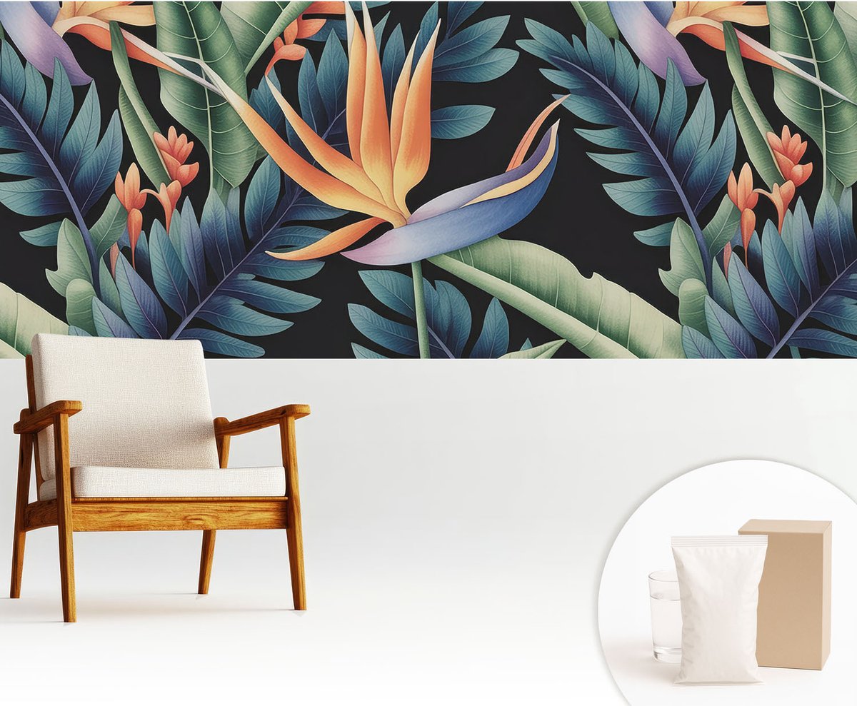 Wallfluent Fotobehang - Groente Vliesbehang - 250x104 cm - Paradijs-Thema Muurschildering - Slaapkamer behang Bloemen En Planten - Fotobehang Vlies - Slaapkamer behang