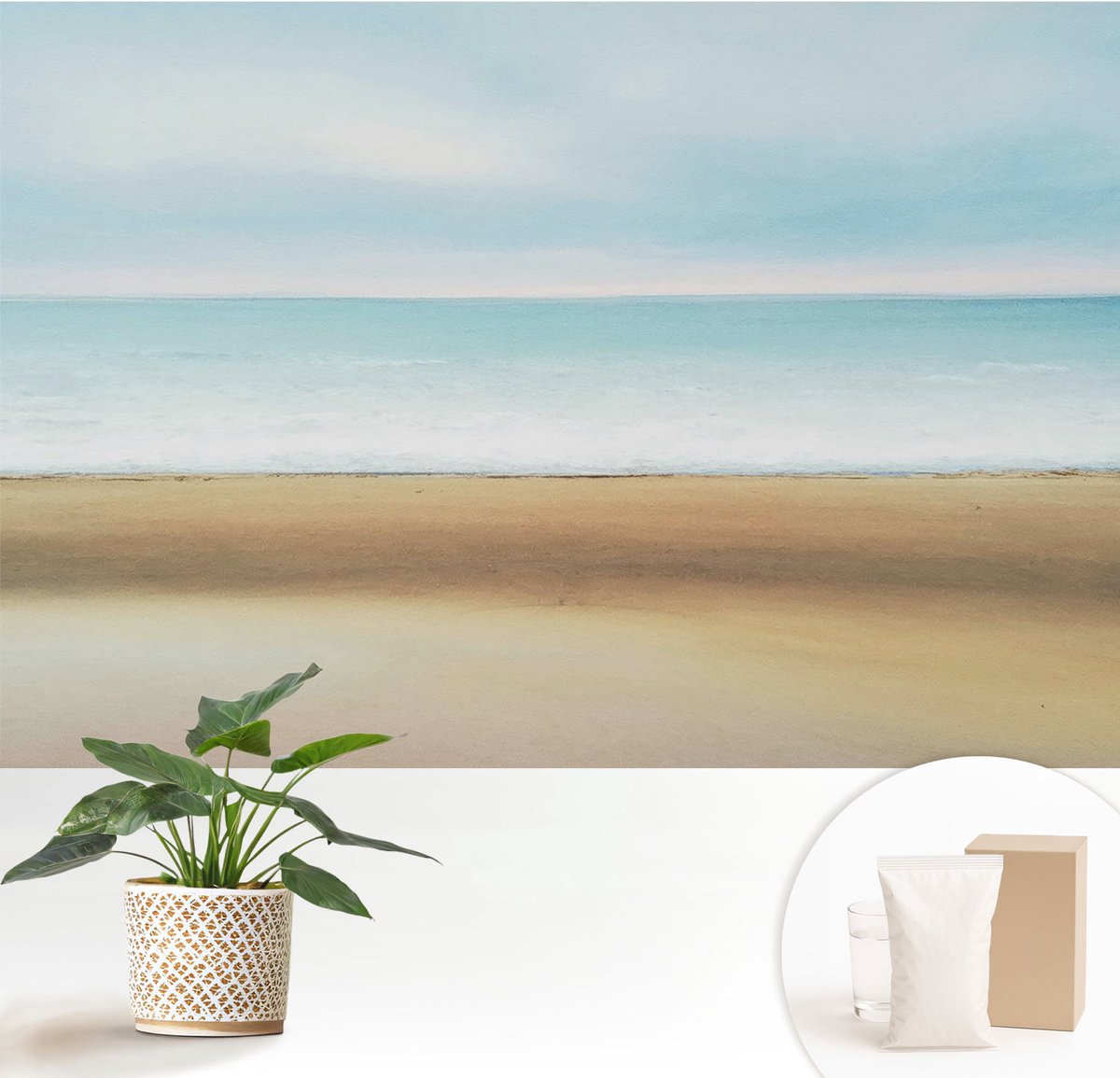 Wallfluent Fotobehang - Blauw Vliesbehang - 152x104 cm - Kustlandschap Fotobehang Vlies - Hal behang Landschappen - Muurschildering - Woonkamer behang