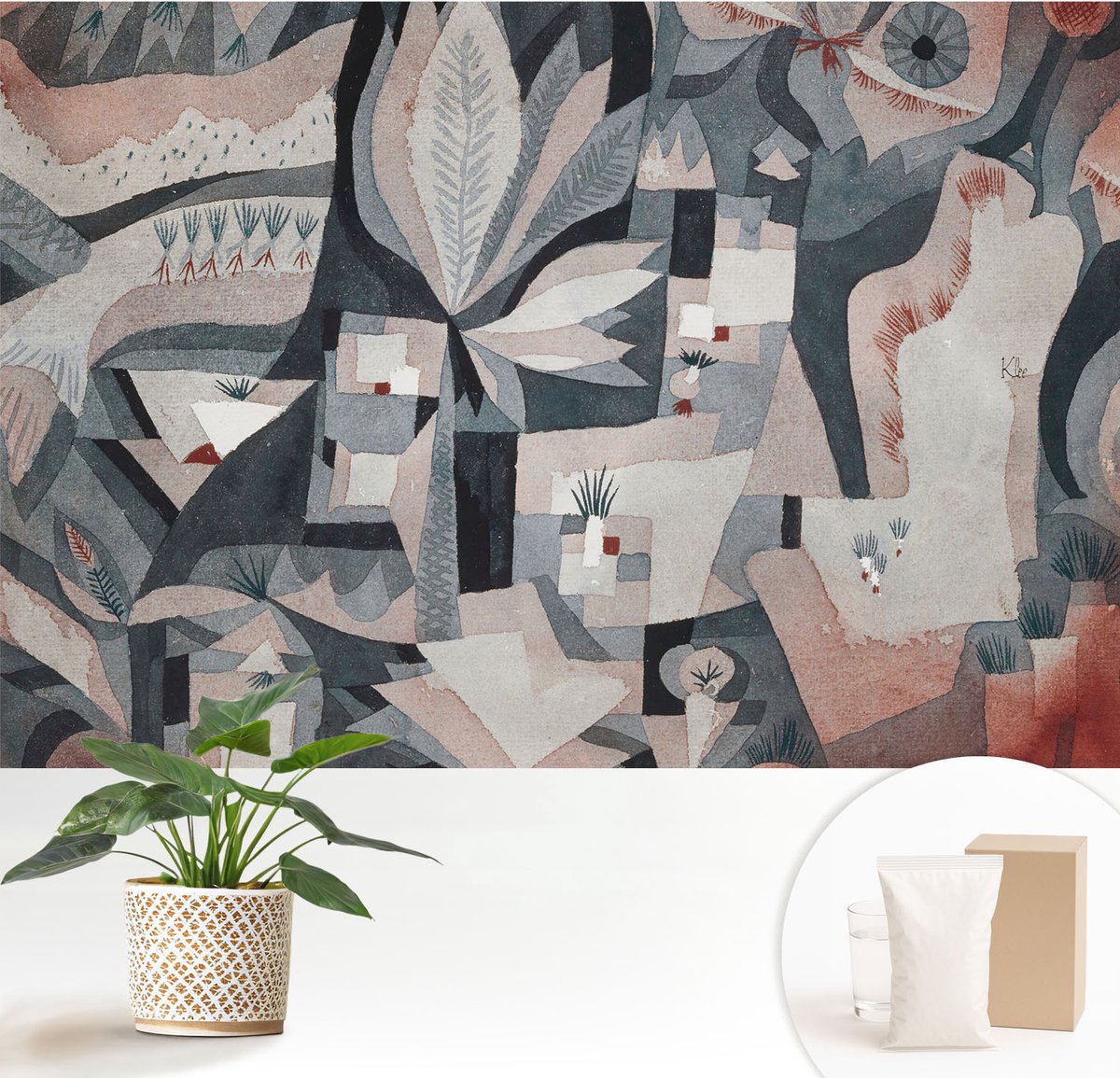 Wallfluent Fotobehang - Beige Vliesbehang - 152x104 cm - Abstractie Van De Natuur Fotobehang Vlies - Hal behang Abstractie - Muurschildering - Woonkamer behang