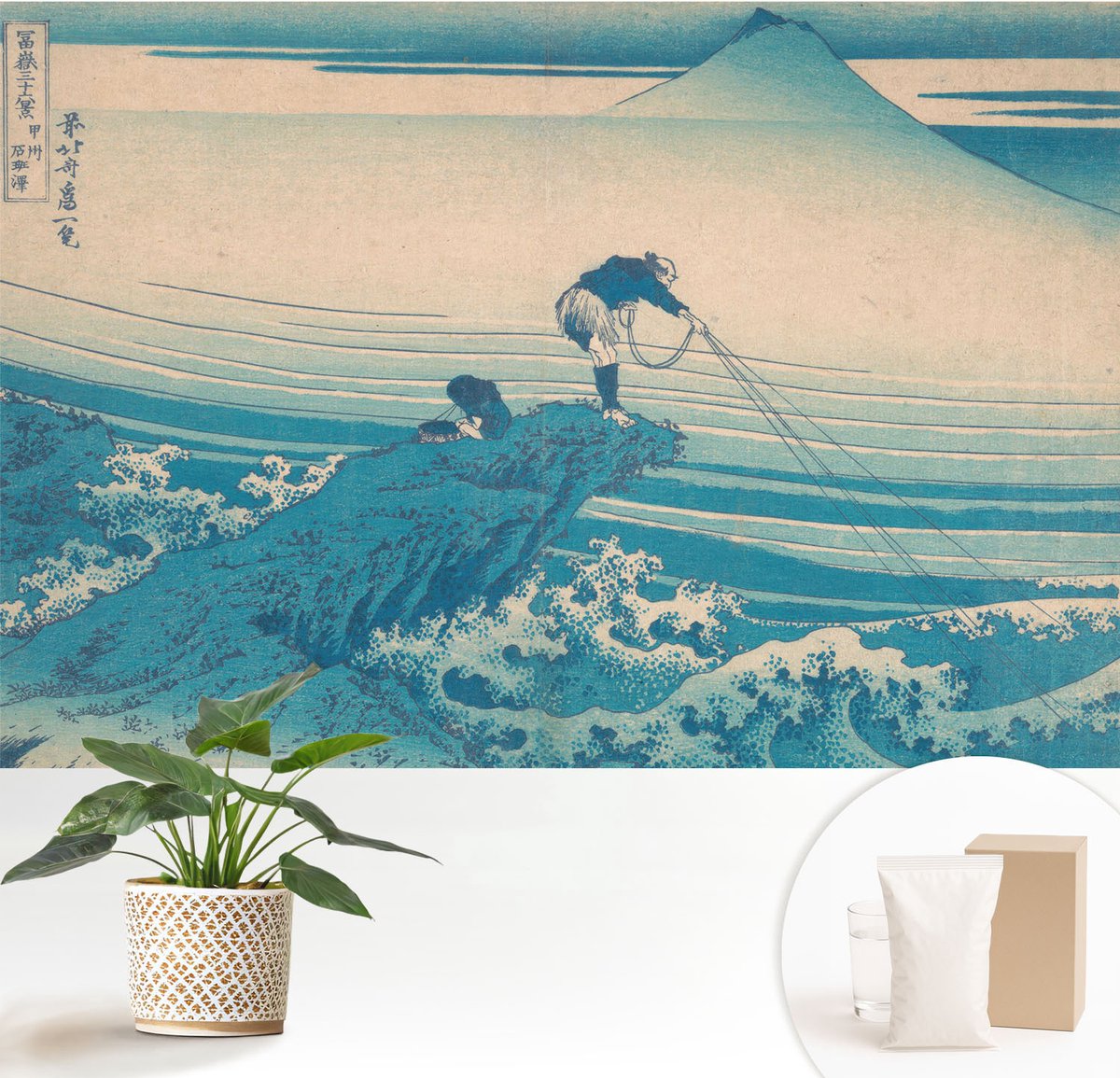Wallfluent Fotobehang - Blauw Vliesbehang - 152x104 cm - Zeegezicht Fotobehang Vlies - Hal behang Landschappen - Muurschildering - Hal behang