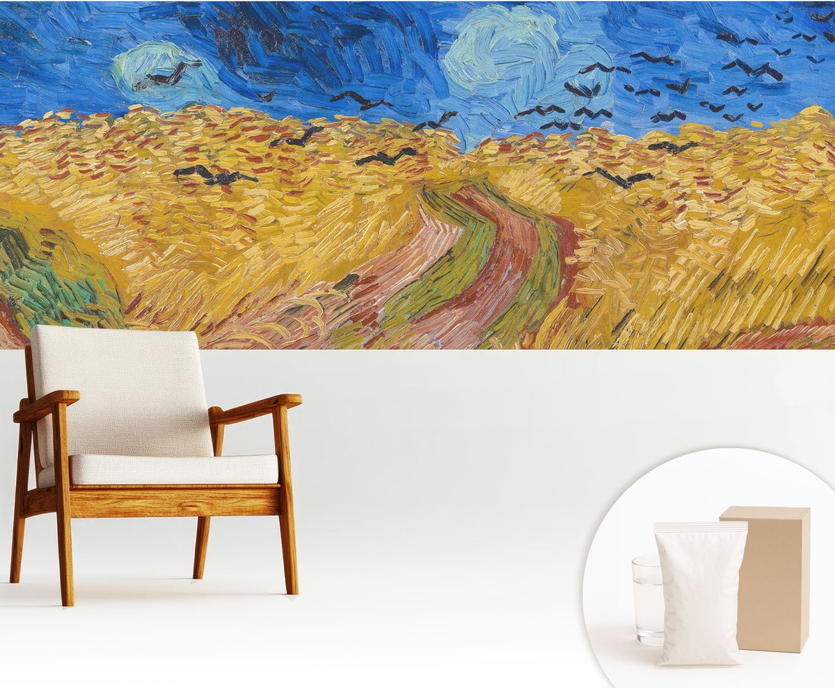 Wallfluent Fotobehang - Blauw Vliesbehang - 250x104 cm - Veldlandschap Muurschildering - Slaapkamer behang Landschappen - Fotobehang Vlies - Slaapkamer behang
