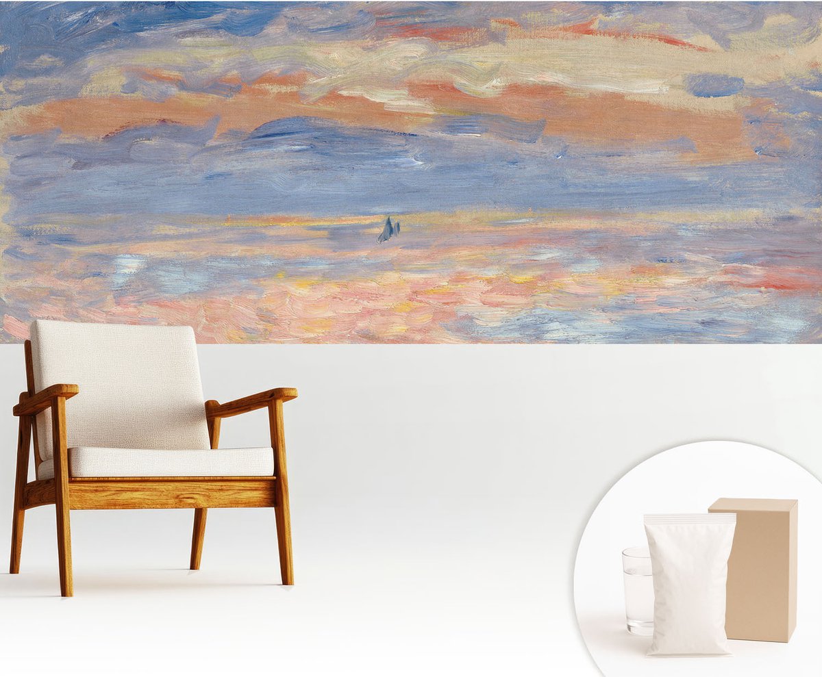 Wallfluent Fotobehang - Blauw Vliesbehang - 250x104 cm - Zeegezicht Muurschildering - Slaapkamer behang Landschappen - Fotobehang Vlies - Slaapkamer behang