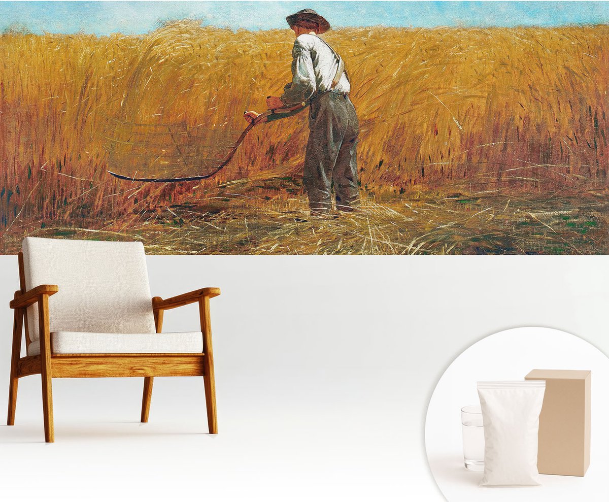 Wallfluent Fotobehang - Geel Vliesbehang - 250x104 cm - Oogst In De Zon Fotobehang Vlies - Hal behang Deel - Muurschildering - Hal behang