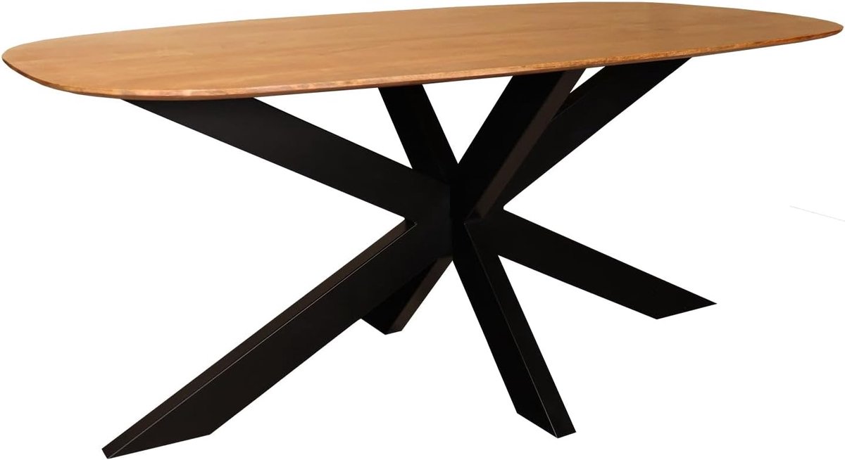 Eettafel deens ovaal mangohout 180cm Austin lichtbruin ovale tafel duurzaam mango eetkamertafel