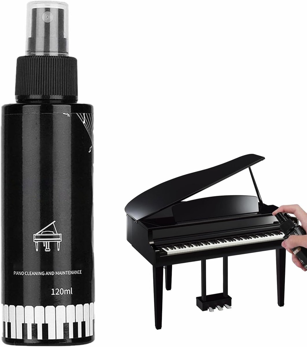 Pianopolish en Reiniger, Piano Cleaning Spray, voor Muziekinstrument Viool Piano Gitaar Reiniging en Onderhoud, Pianoreinigingsverzorging, Pianotoetsenreiniger, Pianoreiniger, 120ml