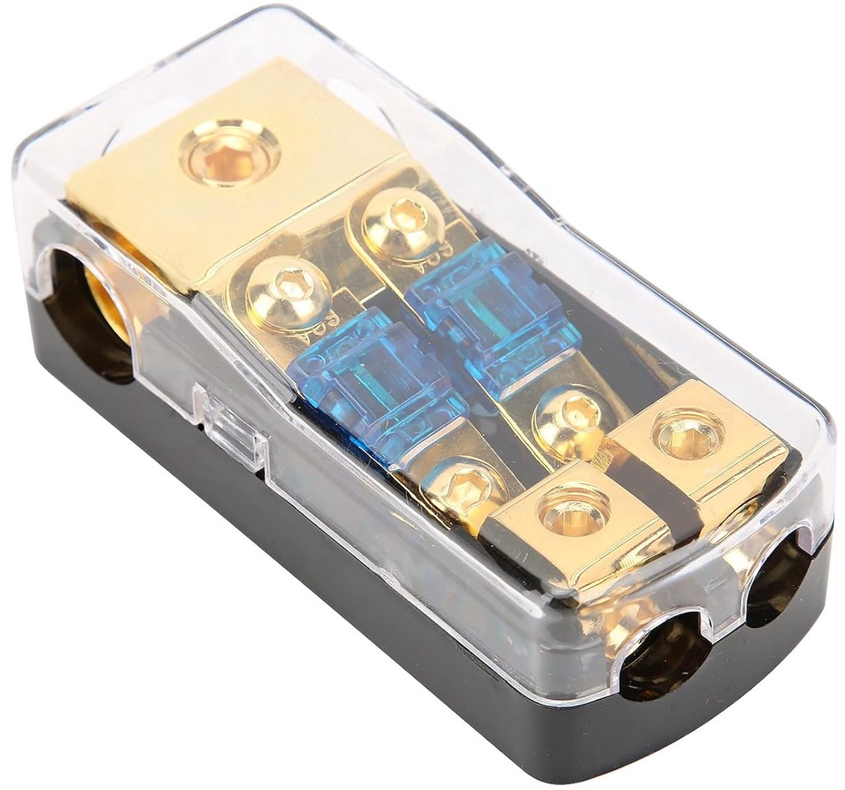 60A Stroomdistributieblok 1 in 2 Way Out Audio Splitter Zekeringhouder voor Auto RV Audio Splitter Auto Stereo Audio Power Zekeringhouder Distributeurblok