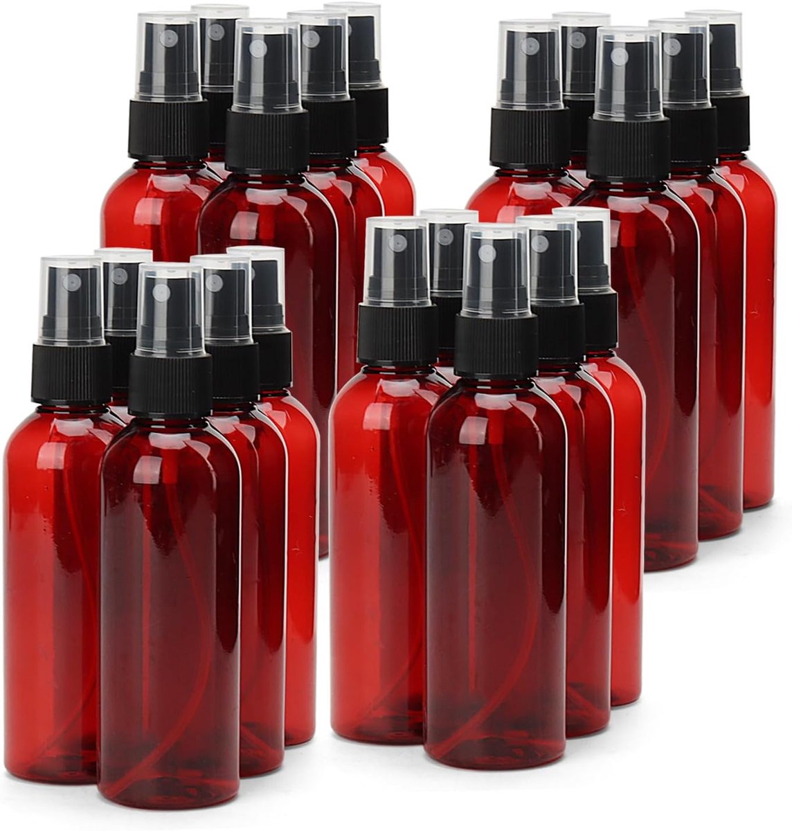 20 stuks bruine spuitflessen 100 ml, fijne nevel kunststof spuitfles met dop, reisspuitfles om te vullen