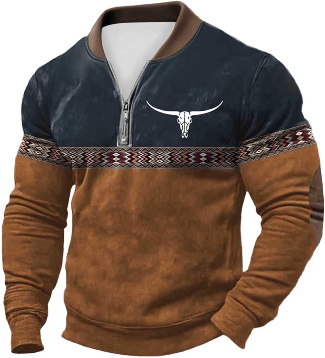 Sweatshirt met capuchon en doorlopende ritssluiting, retro print, casual, atletisch, opstaande kraag, lange mouwen