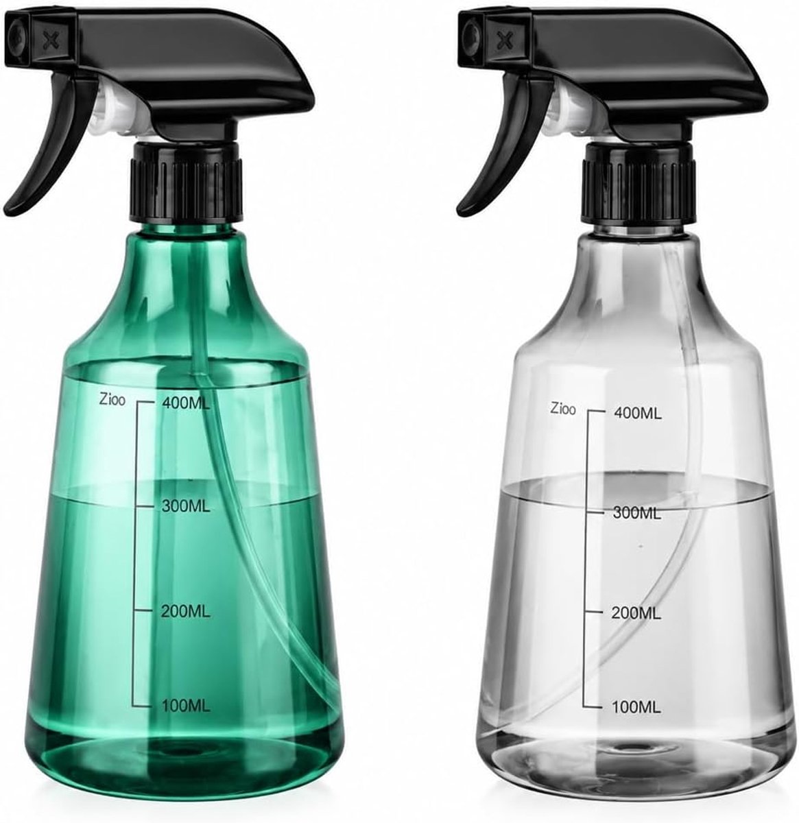 Set van 2 spuitflessen van 500 ml, grijs + groen