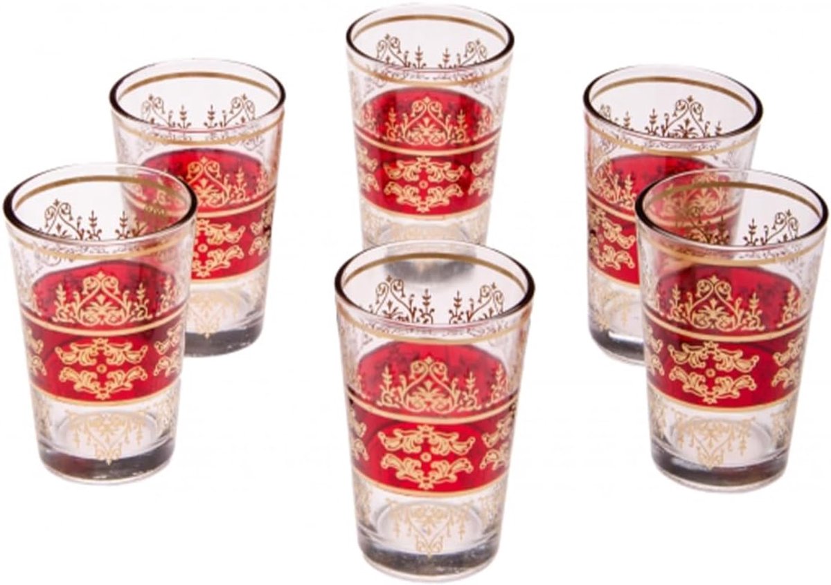 6x Oosterse theeglazen Marrakesh Rood - set van 6