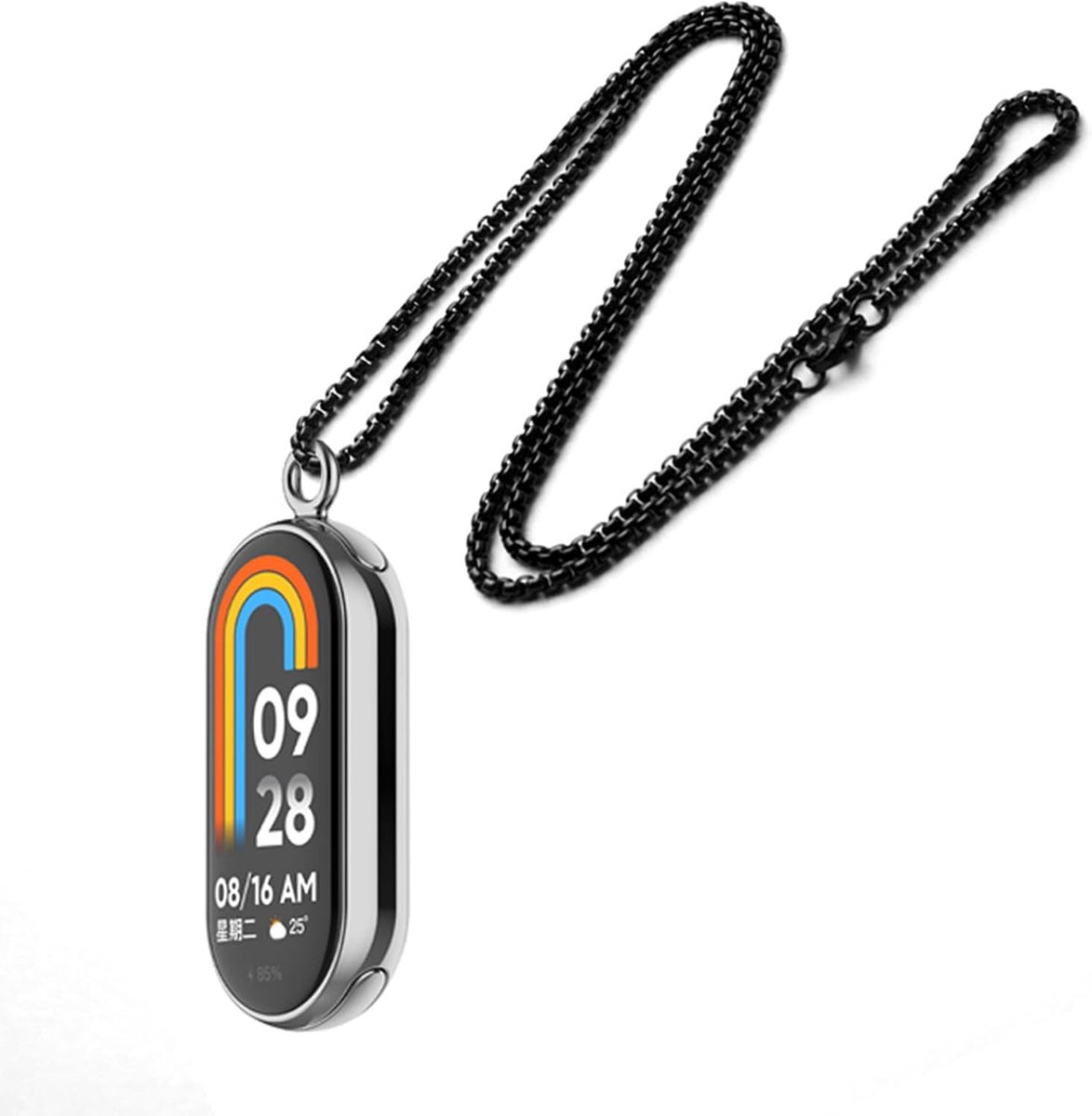 Hanger voor Xiaomi Mi Band 8 armband, 2 aansluitingen voor armband, halsketting met hanger van roestvrij staal, metalen verbinding voor Xiaomi Mi Band 8