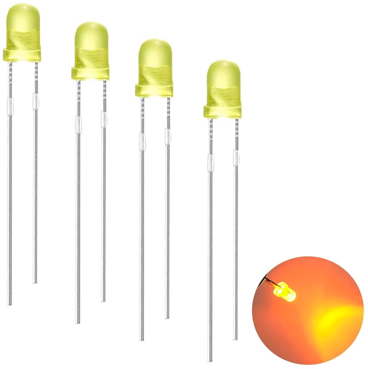 3mm led-diodes, 120 stuks geel lichtdiode, 3V 2-Pins lichtgevende diodekit, ronde kleur lichtverstrooiing emissiedioden