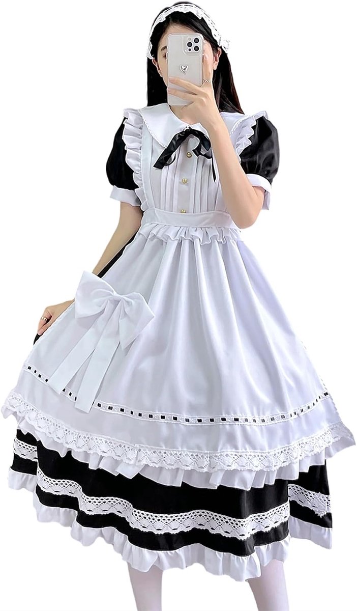 Dress Maid Outfit 4-delige sets Maid Cosplay huismeisje kostuum kamermeisje kostuum Franse meid jurk