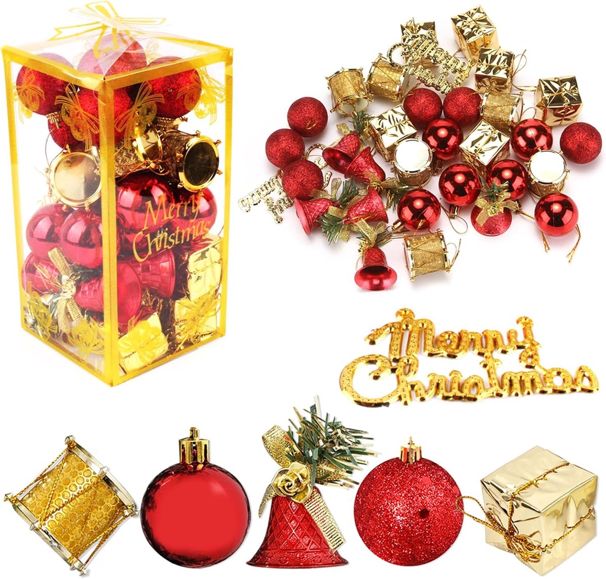 Kerstballen Ballen Ornamenten Set 32 Stuks Onbreekbare Ballen voor Kerstversiering Kerstballen Kunststof Kerstboomversiering Kerstballen Plastic Decoratie voor Binnen Of Buiten
