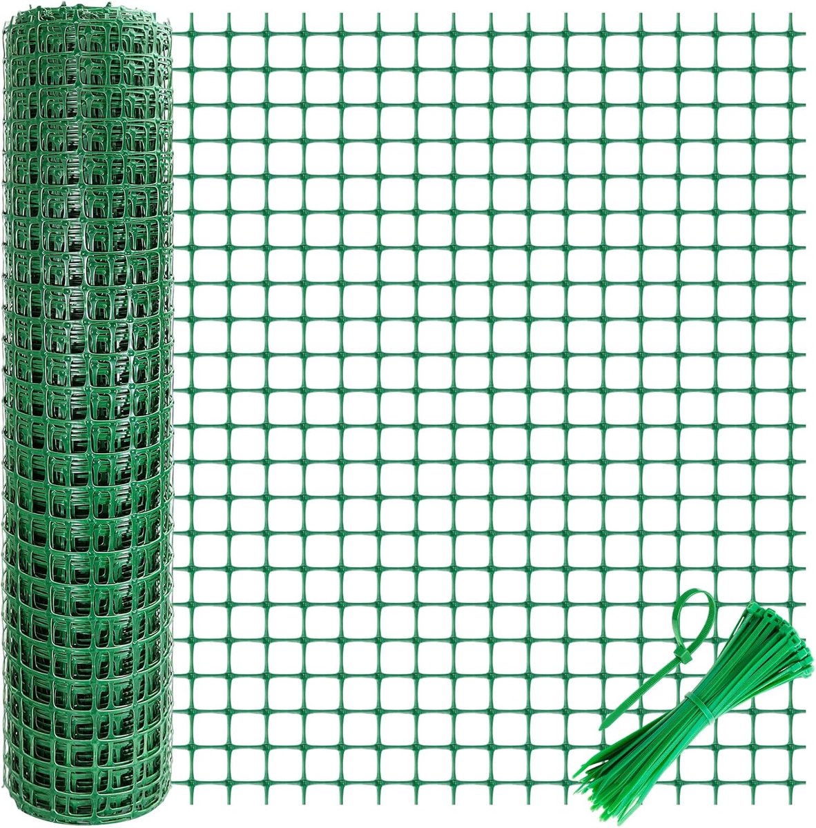 Kunststof begrenzingshek, herbruikbaar tuinhek, kippenhek, hondenhek, konijnenhek, schapenhek, weihek, zwembadhek voor tuin, camping, erf (groen, 1 x 20 m)
